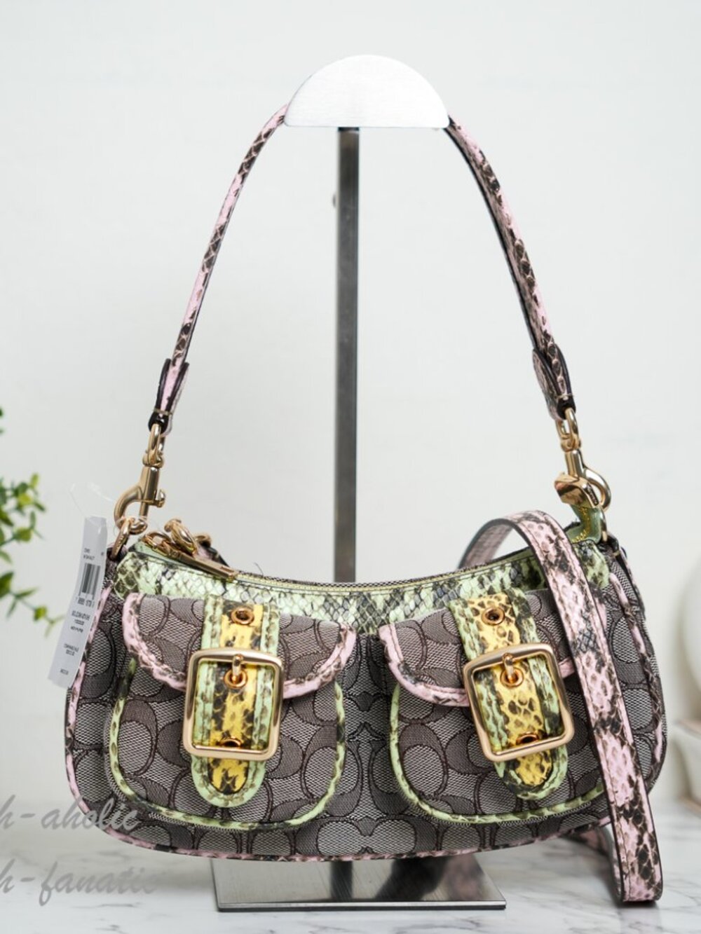 Coach CDW50 Ashton Shoulder Bag in Signature Jacquard & Snake Embossed Leather